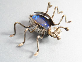 Silver & Opal Bug Pin by Brad Smith